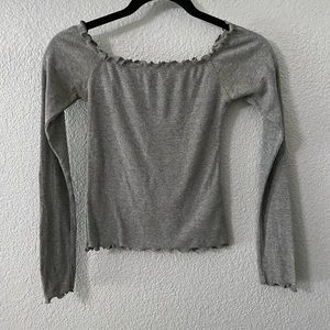 Hollister gray ribbed knit long sleeve top